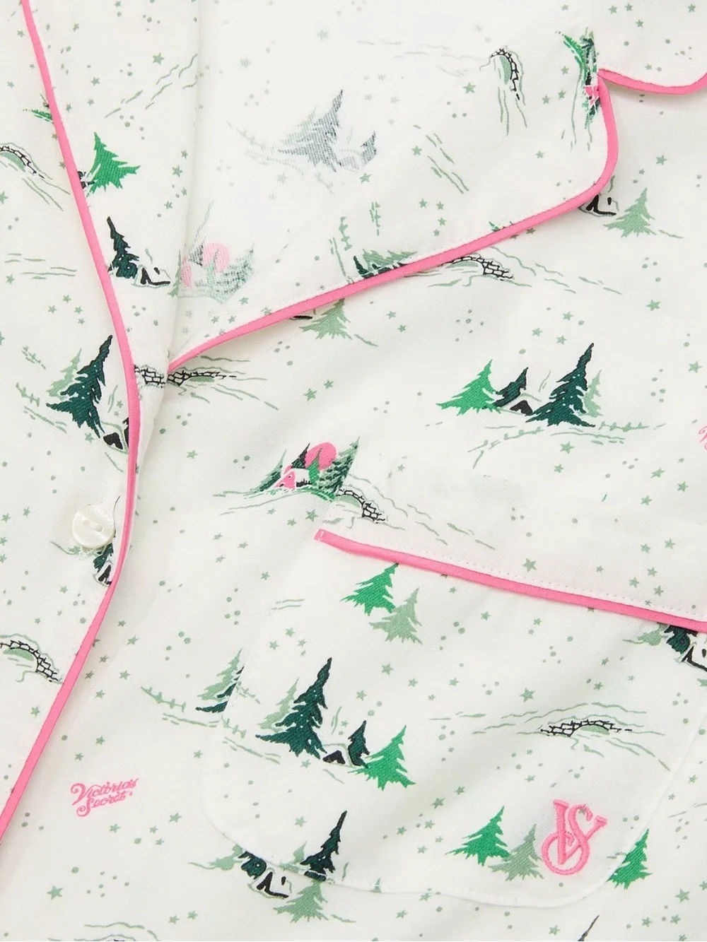 Victoria’s Secret Cotton Flannel Short Pajama Set White Medium NWT
